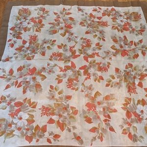 Vintage Brown, Rust Floral Scarf Made in Italy